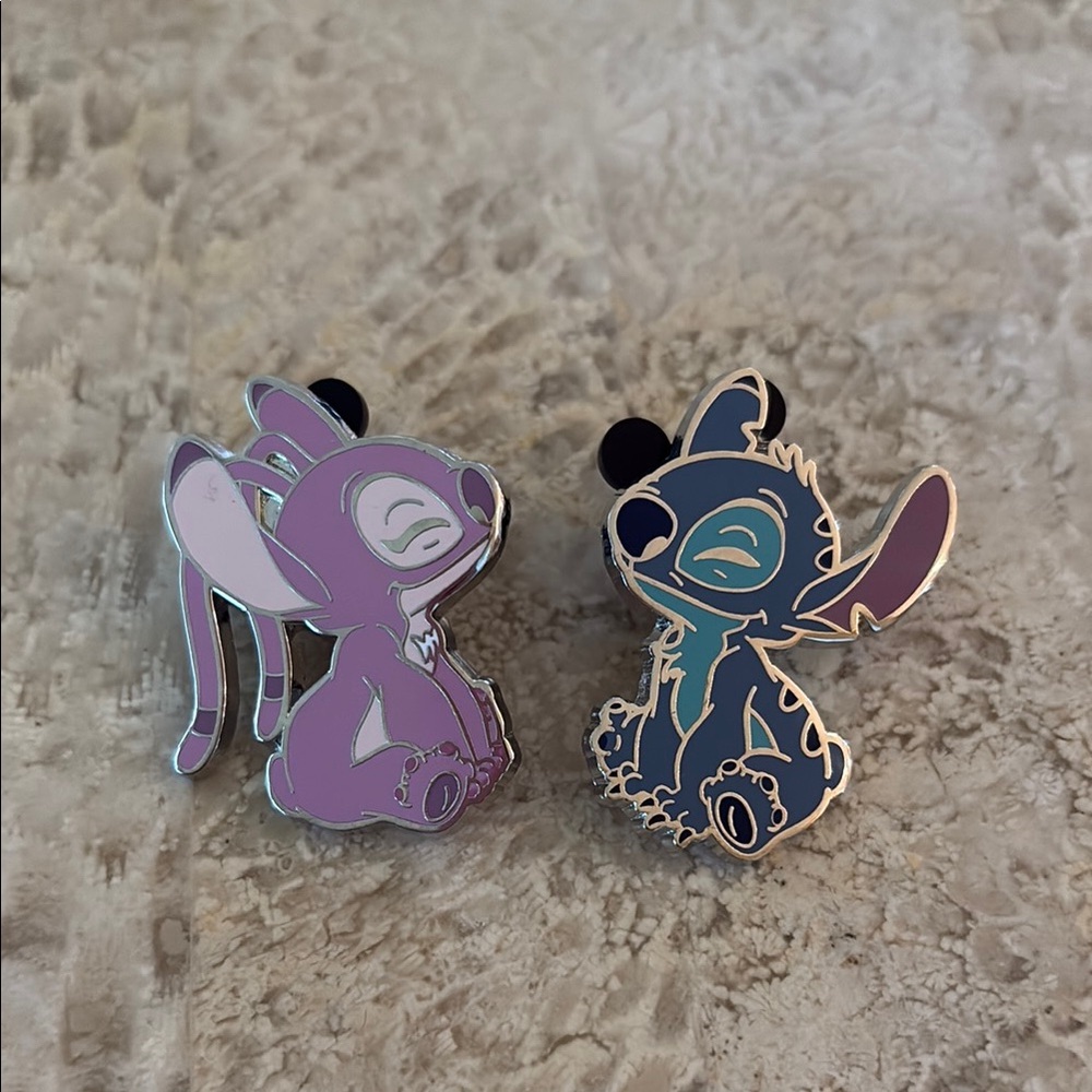 Stitch and Angel Enamel Pins